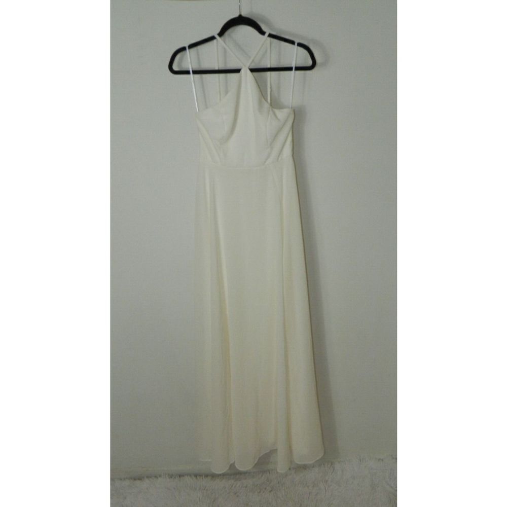 LULUS Absolutely Breathtaking Cream Halter Maxi Dress Size Small